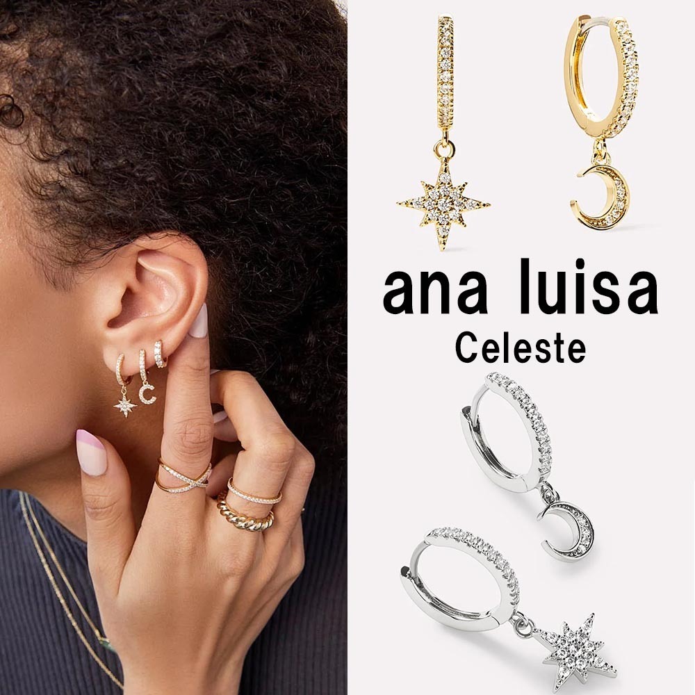 ana luisa/Celeste Moon ジルコニア付き フープピアス
