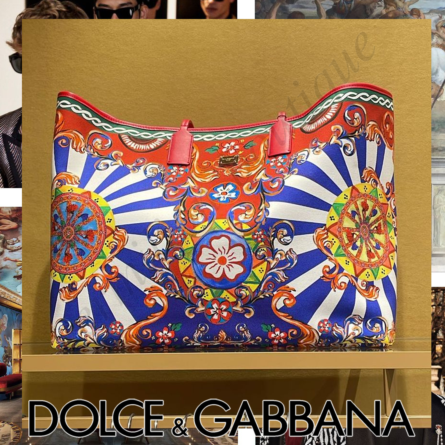 Dolce & Gabbana ロゴプレート カレット キャンバストートバッグ