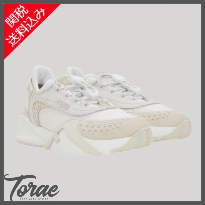 【FENDI】 Flow sneakers in mesh and suede