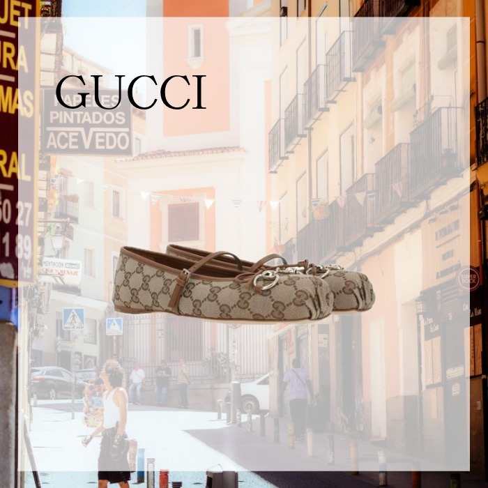 [GUCCI] グッチ HORSEBIT BALLERINAS IN ORIGINAL GG CANVAS
