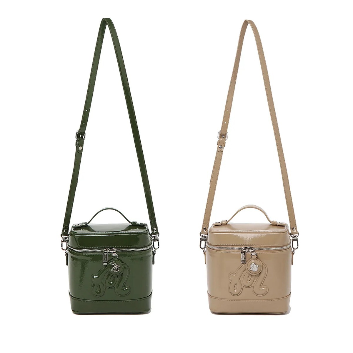 ◆Malbon Golf◆ Women's Enamel Pouch KHAKI WOMAN