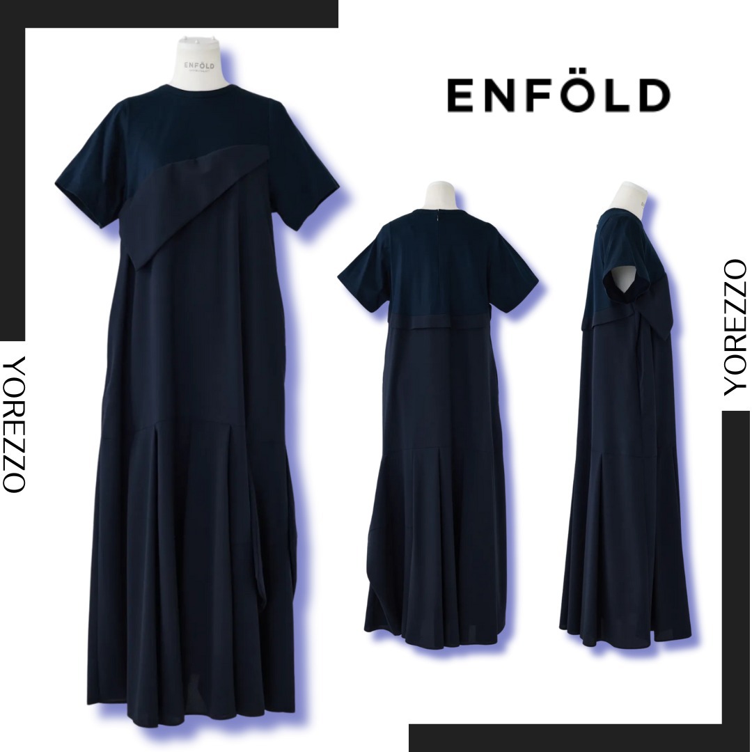 エンフォルド CUT LAYERED DRESS ダークネイビー