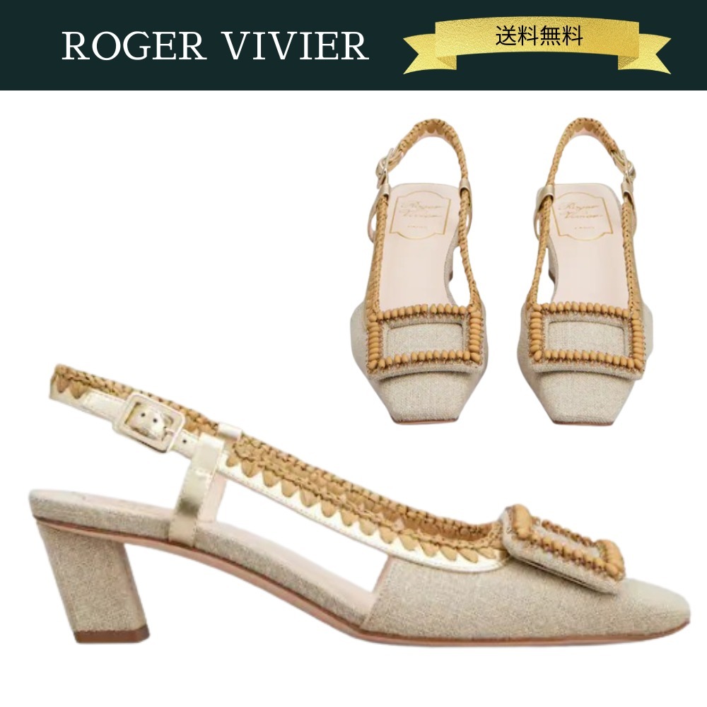 ROGER VIVIER BelleVivier キャンバス スリングバック パンプス