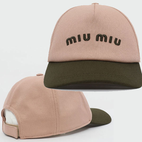miumiu☆25SS 刺繍ロゴ ツートン コットン ベースボールキャップ