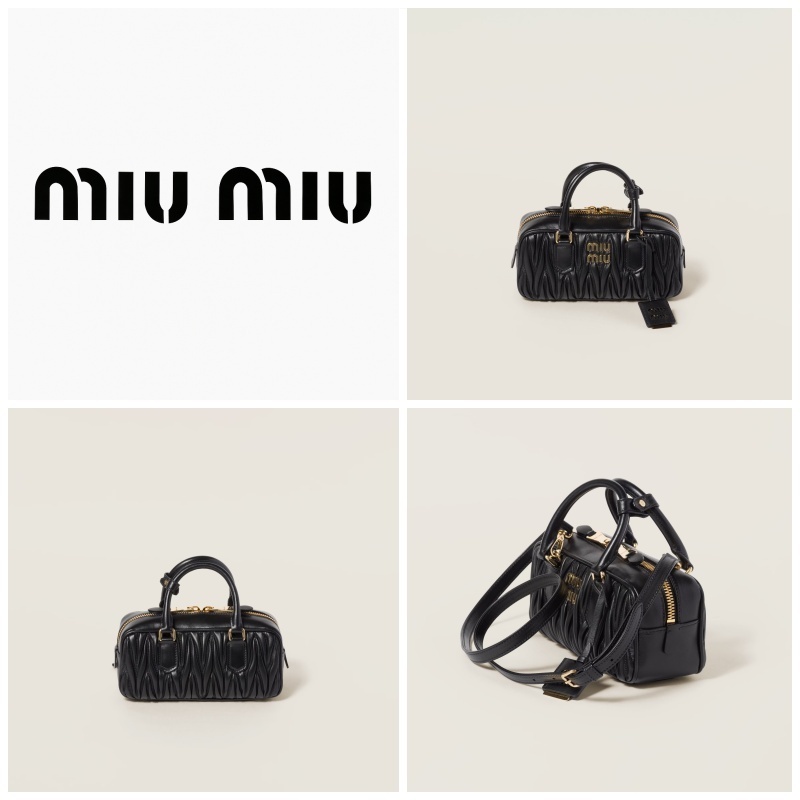 [MIU MIU] 上品マテラッセ アルカディ トートバッグ ブラック