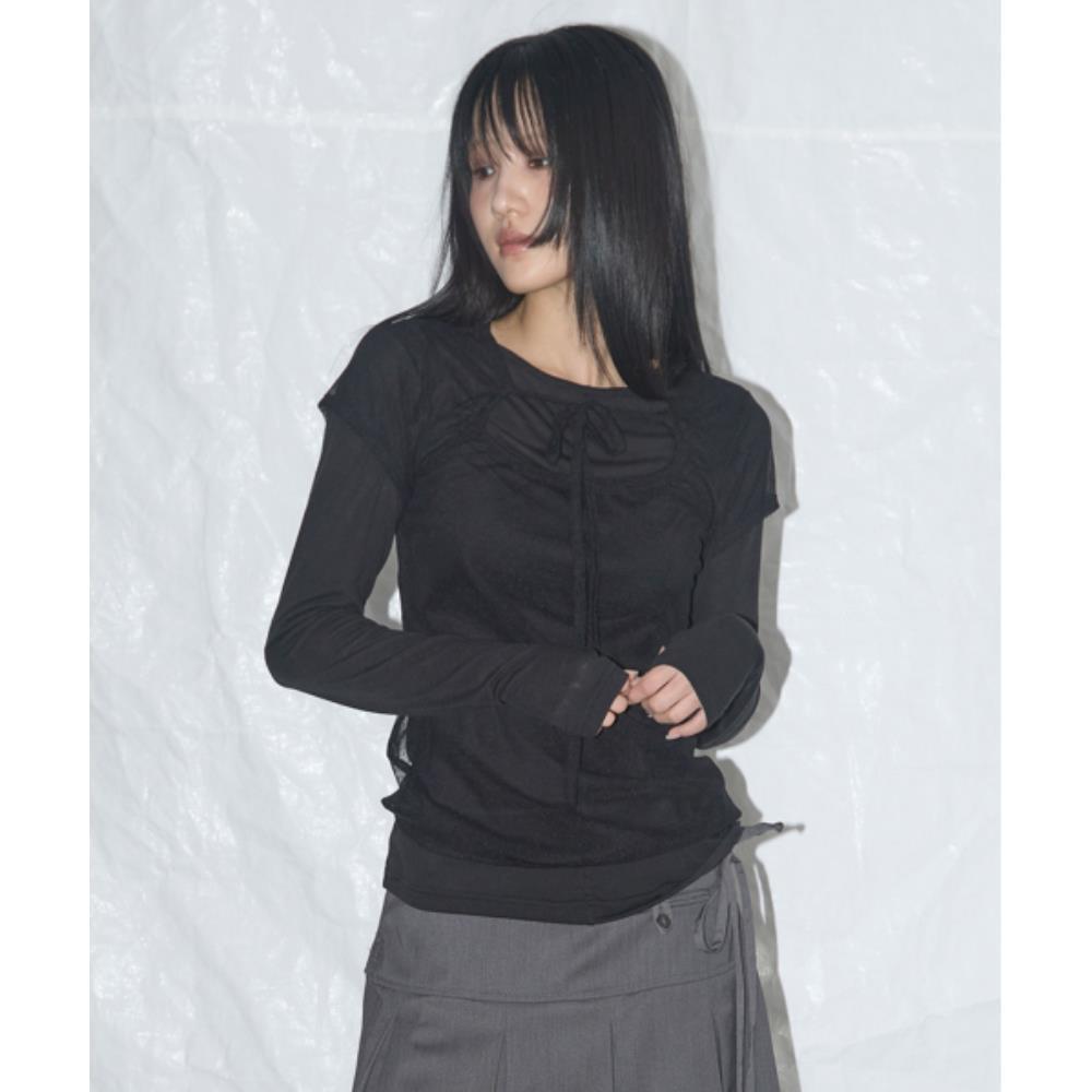 ★FANCY CLUB★ 3WAY Dot Layered Long Sleeve BLACKF25QB071 F2