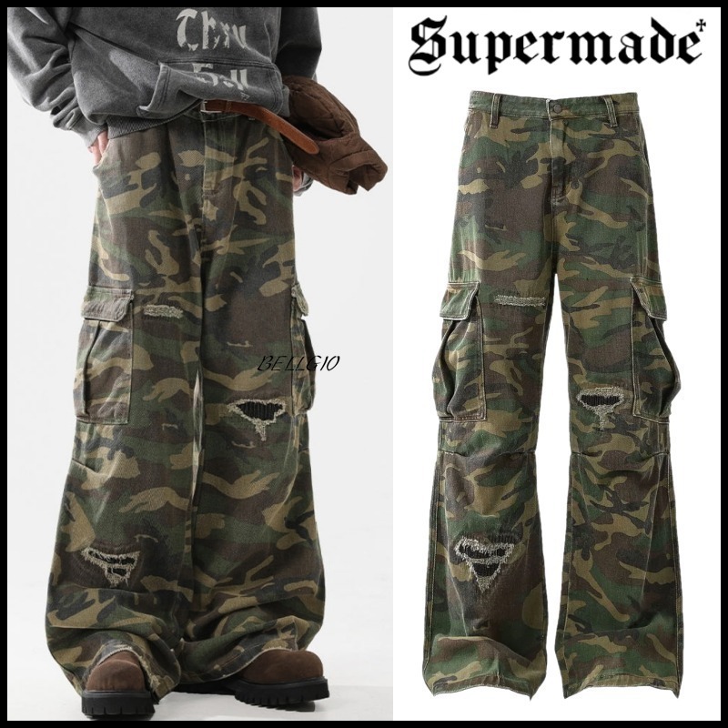 ☆関税/送料込み☆【Supermade】リップドフレアカーゴパンツ