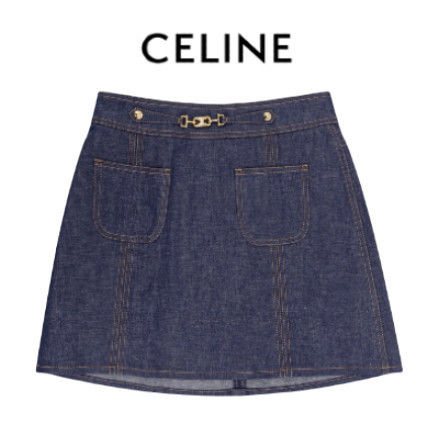 関税送料込 CELINE：セリーヌ トラペーズ ミニスカート S CELINE Trapeze(セリーヌ トラペーズ) ミニスカート