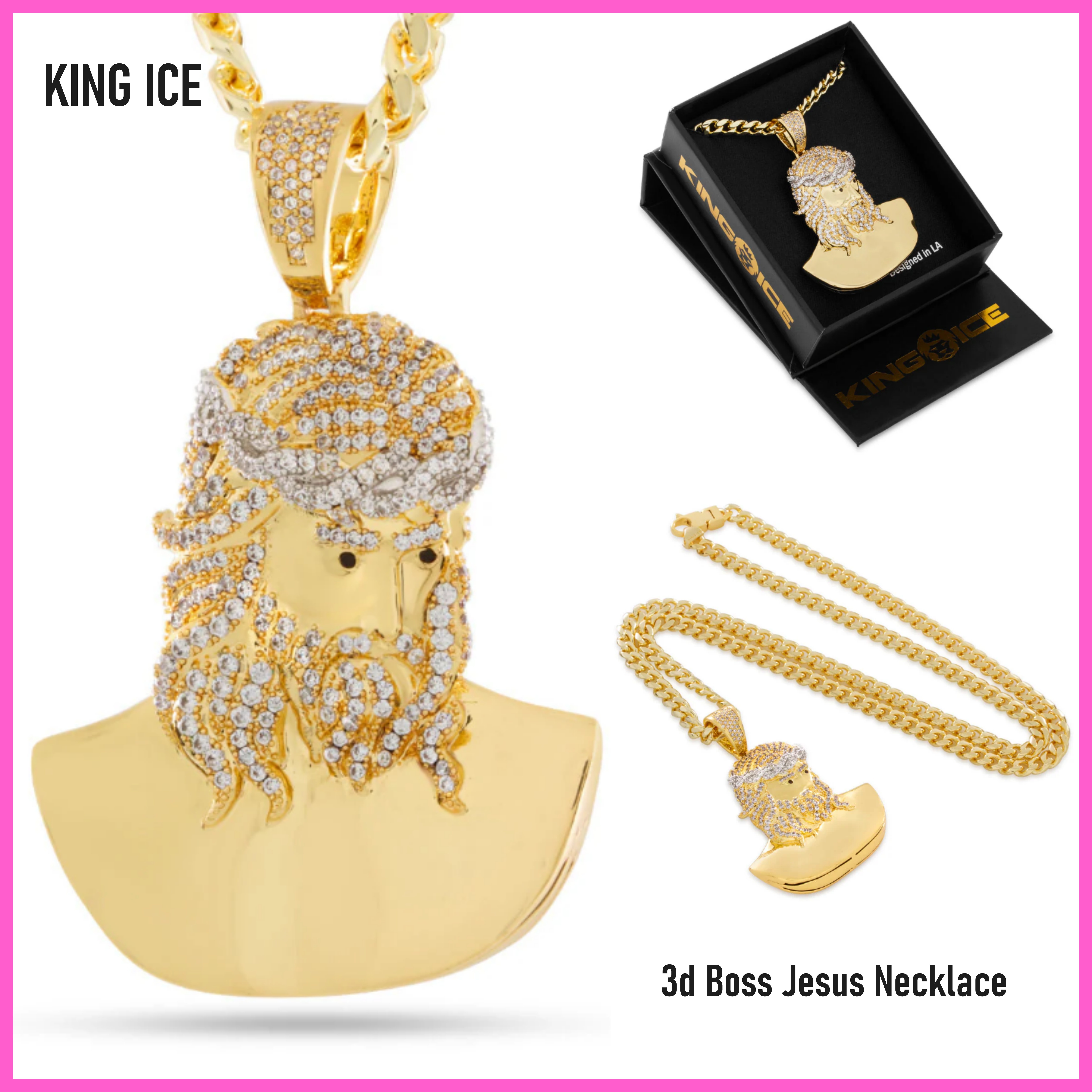 送料関税込【King Ice】3d Boss Jesus Necklace☆国内発送♪