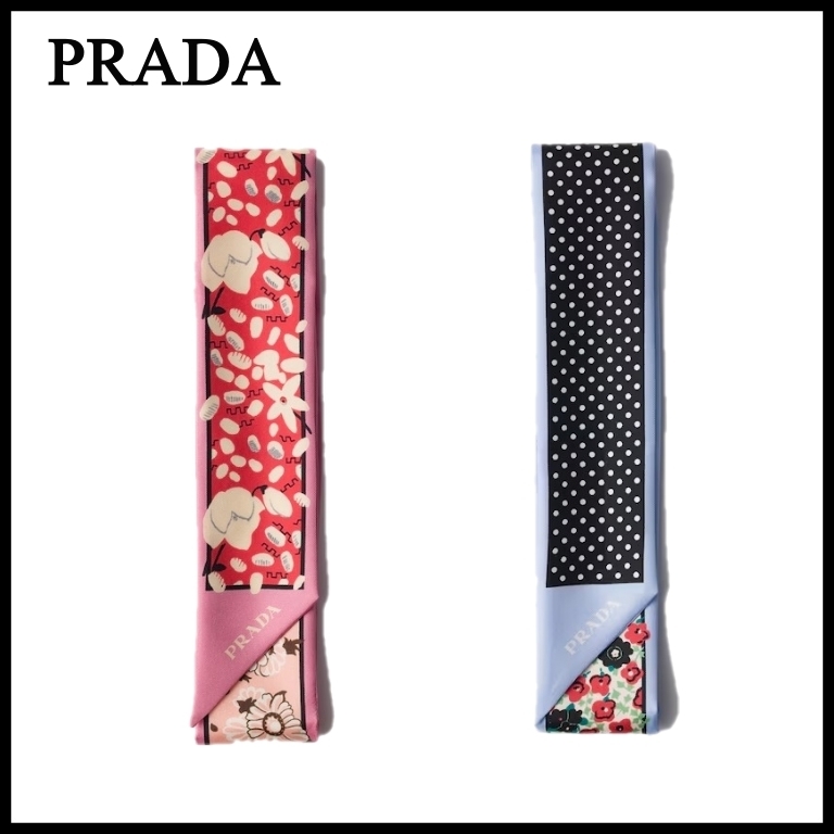 【PRADA】プラダ プリントシルクツイル スキニースカーフ
