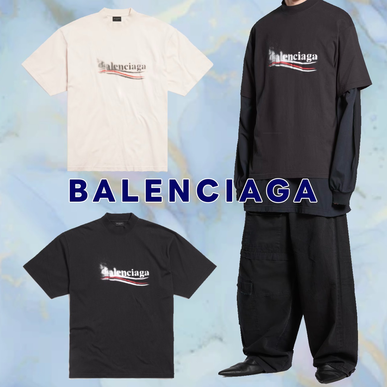 【BALENCIAGA】Political Stencil Tシャツ ミディアムフィット