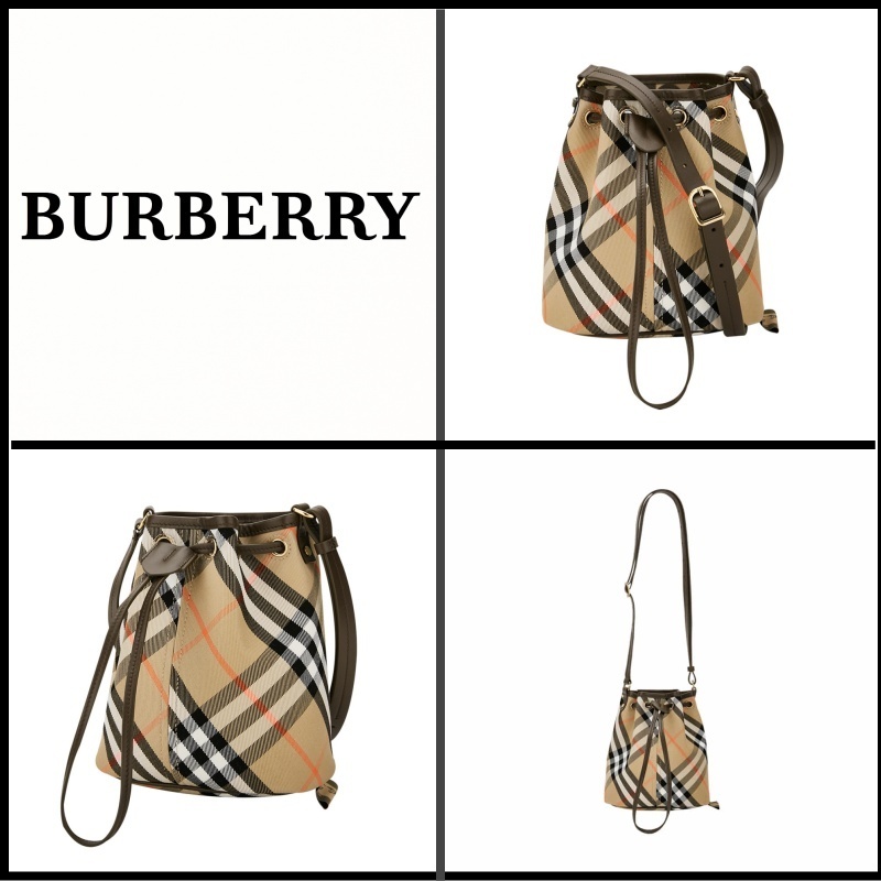 [BURBERRY] ミニ チェック ドローストリング バケットバッグ