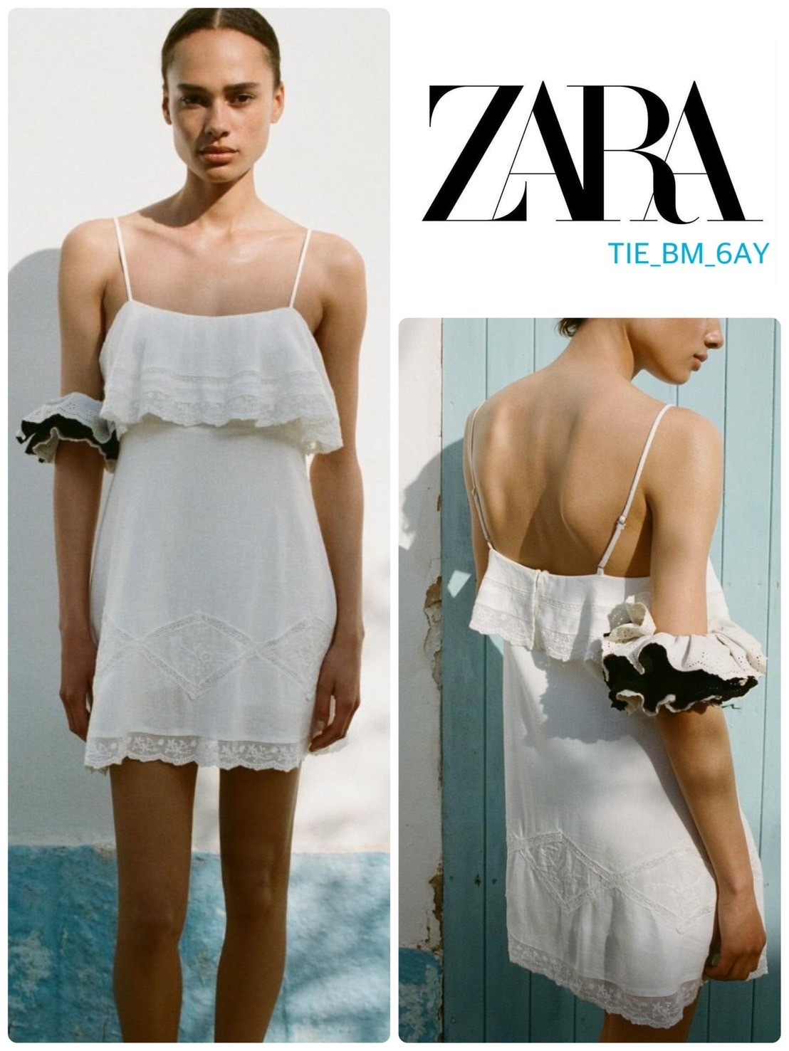 スペイン発送 ZARA ショート刺繍ドレス 上品カジュアル 今季新作