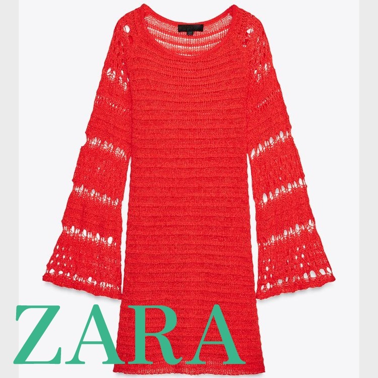 【ZARA】ショート丈ニットワンピース 0244/001/649