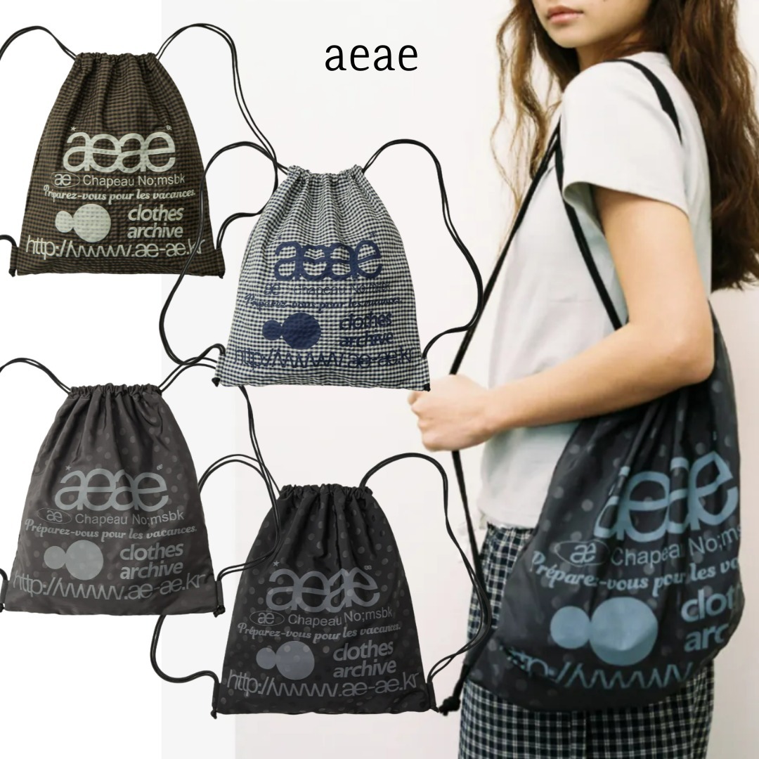 【aeae】★WEB LOGOチェックジムサック ★