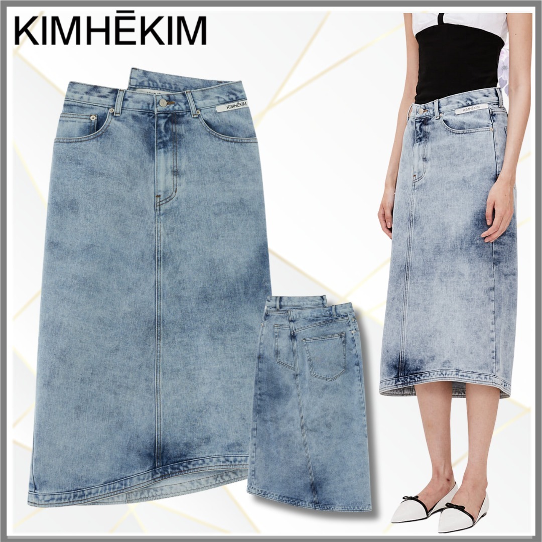 【KIMHEKIM】アシンメトリーデニムミディスカート