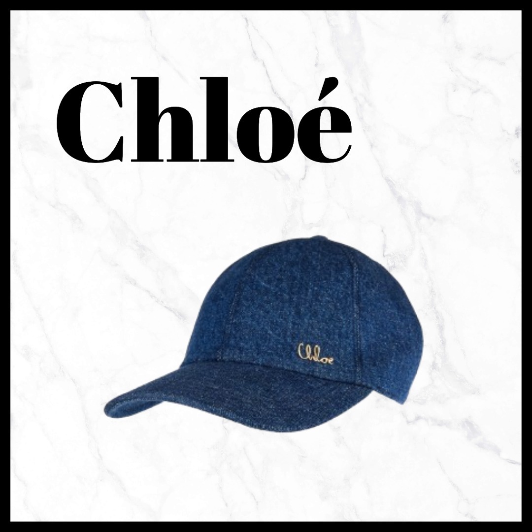 【Chloe】クロエ デニム製ChloeIconicキャップ オーシャンブルー