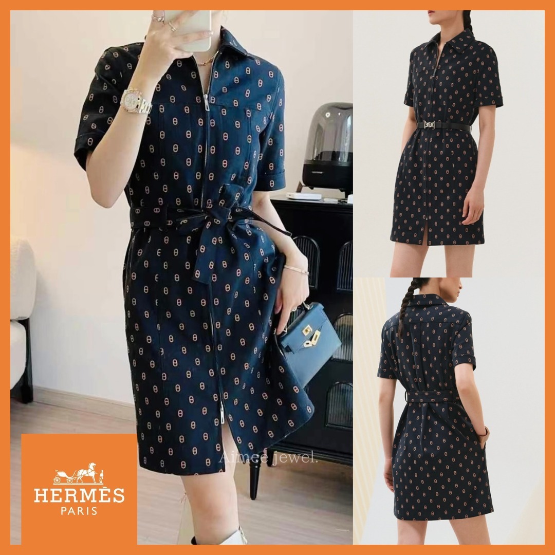 ＊オシャレ＊【HERMES】《アンカーチェーン》デニム風 ド レス