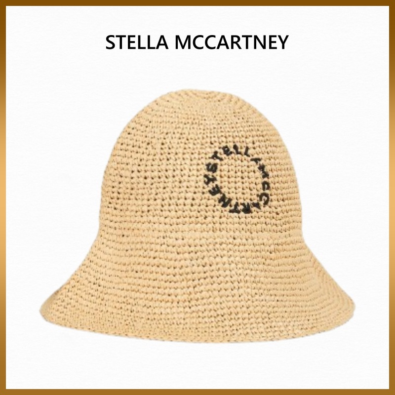 【STELLA MCCARTNEY】ロゴフェイクラフィア ストローサンハット