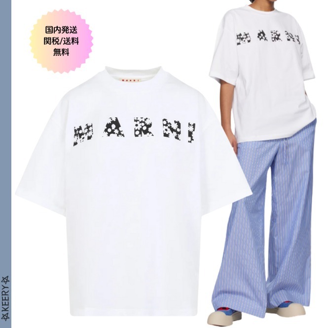 関税/送料込★Marni★Pop Fields ロゴ コットン Tシャツ