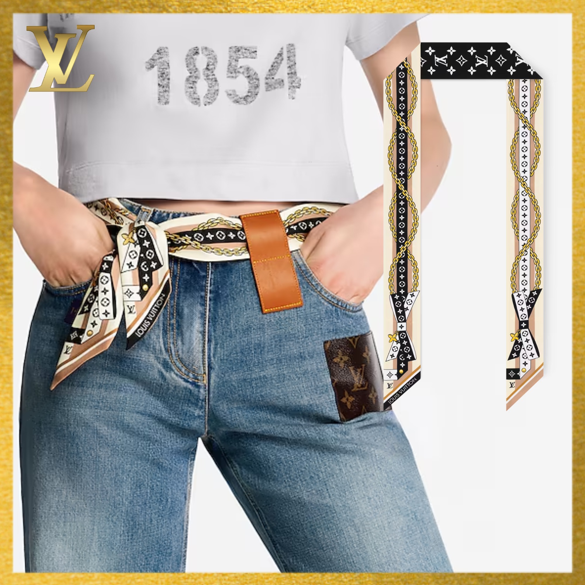 【LOUIS VUITTON】シルク100％のバンドーBB LV ボウ