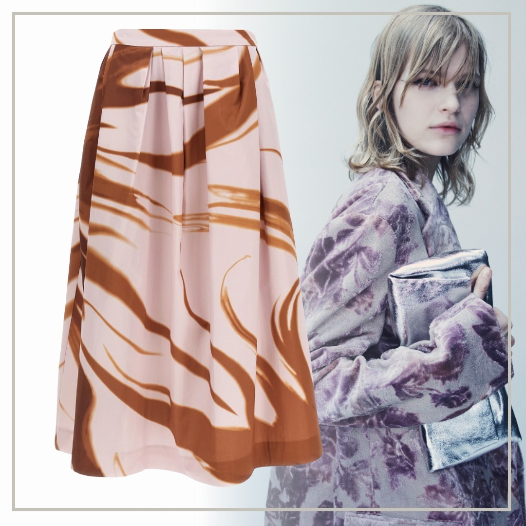 【大人気】Dries Van Noten プリント柄 ミディスカート