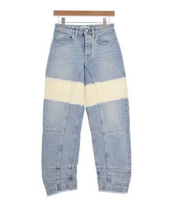 JIL SANDER☆ブループリーツジーンズ コットンデニム レザーロゴ ブルー（青）系 Jil Sander(ジルサンダー) デニム・ジーパン