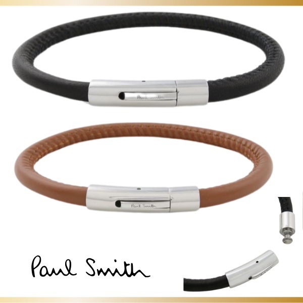 【Paul Smith】ポールスミス ロゴクラスプ レザーブレスレット