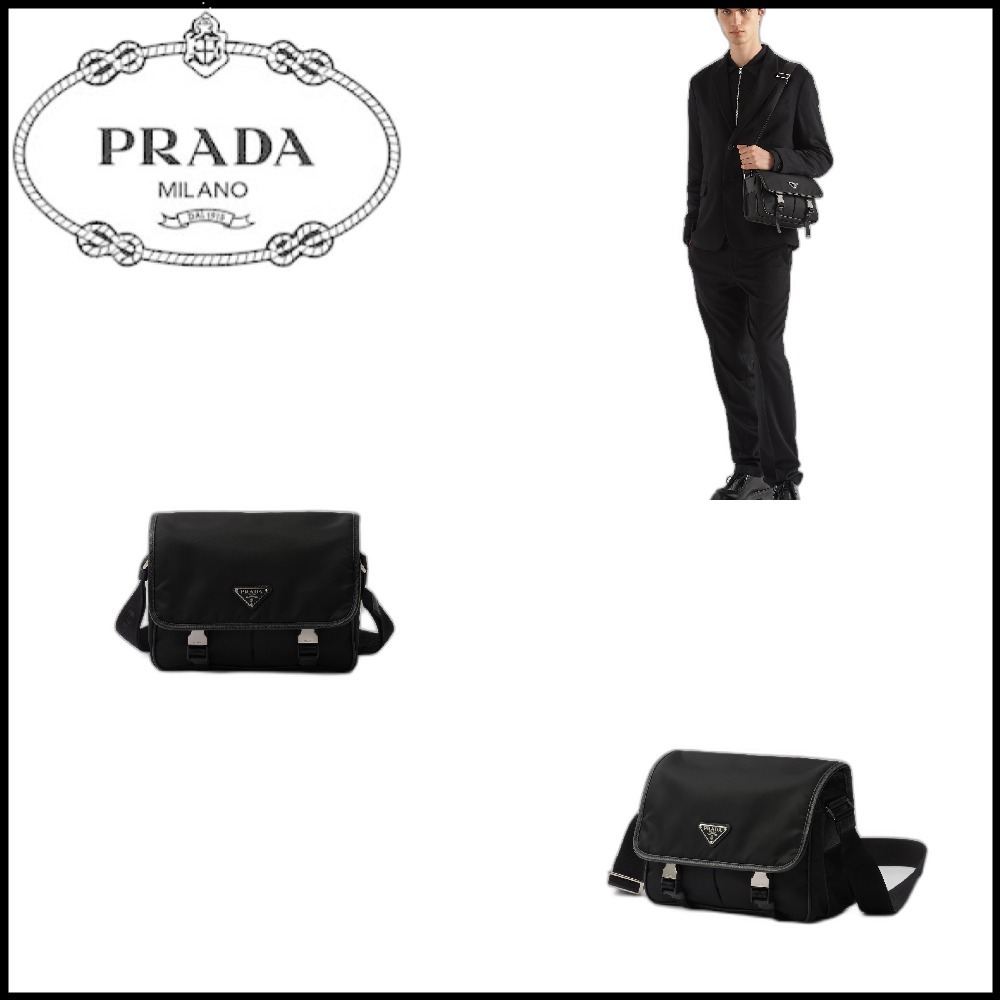 [プラダ]リナイロン サフィアーノレザー ショルダーバッグ PRADA】リナイロンとサフィアーノレザーのショルダーバッグ