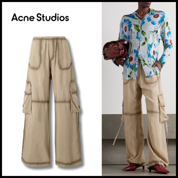 【ACNE STUDIOS】 サテンツイル ワイドカーゴパンツ