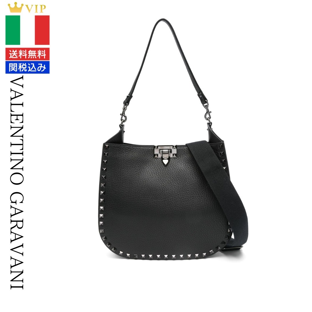 VIP【送料関税込】VALENTINO GARAVANI ROCKSTUD LEATHER HOBOBAG