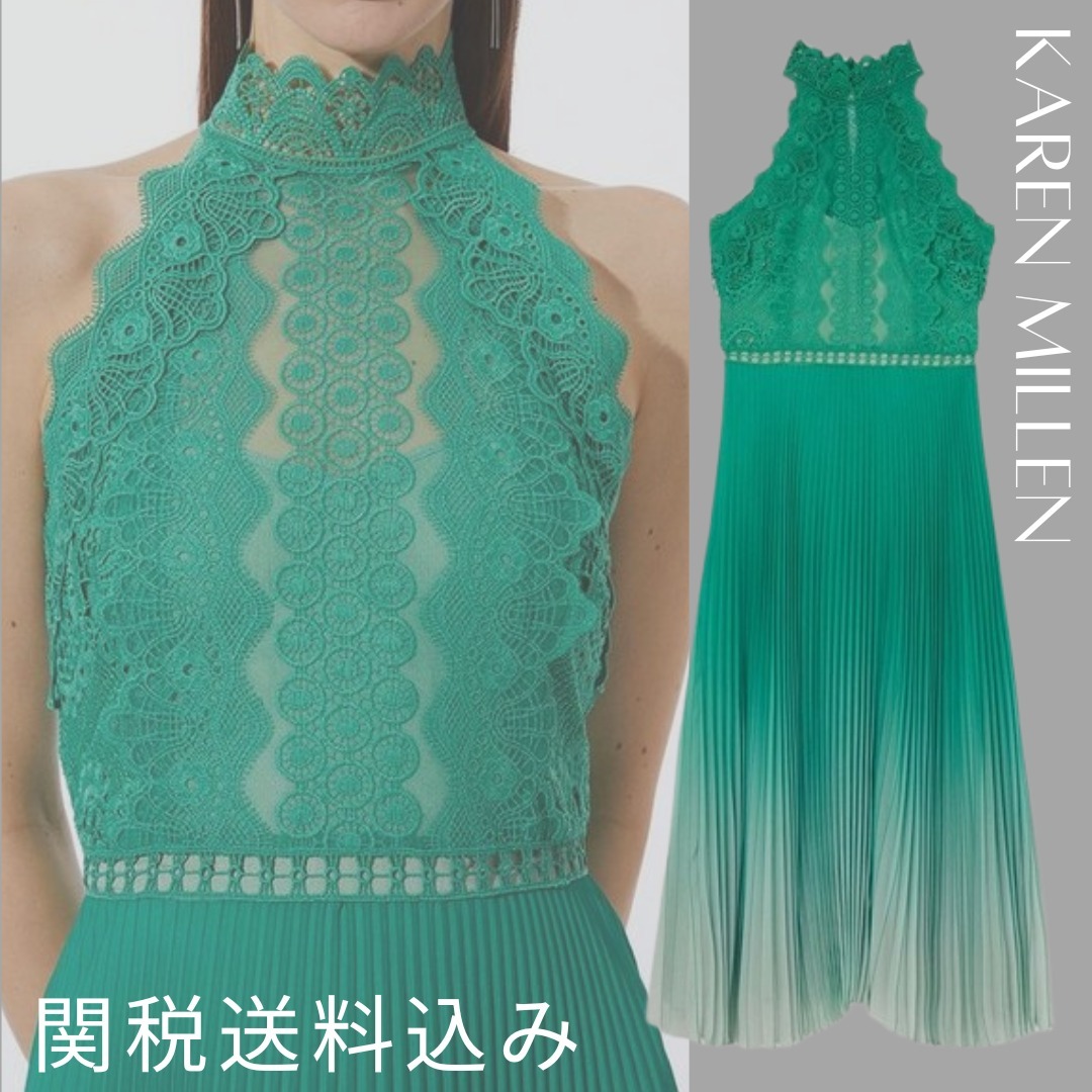 【Karen Millen】ギピュールレースホルターマキシドレス