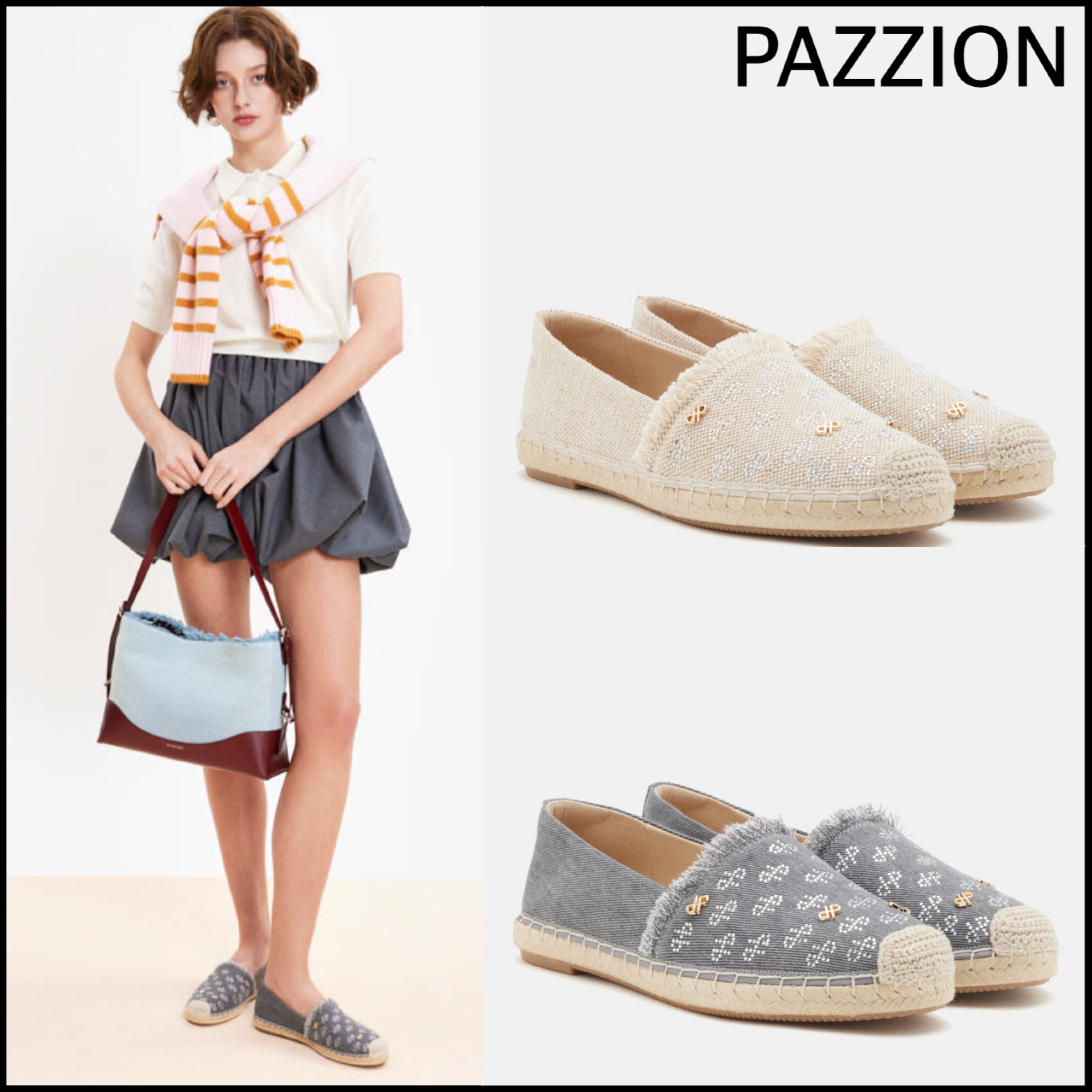 PAZZION【日本未上陸】モノグラム エスパドリーユ☆快適 お洒落