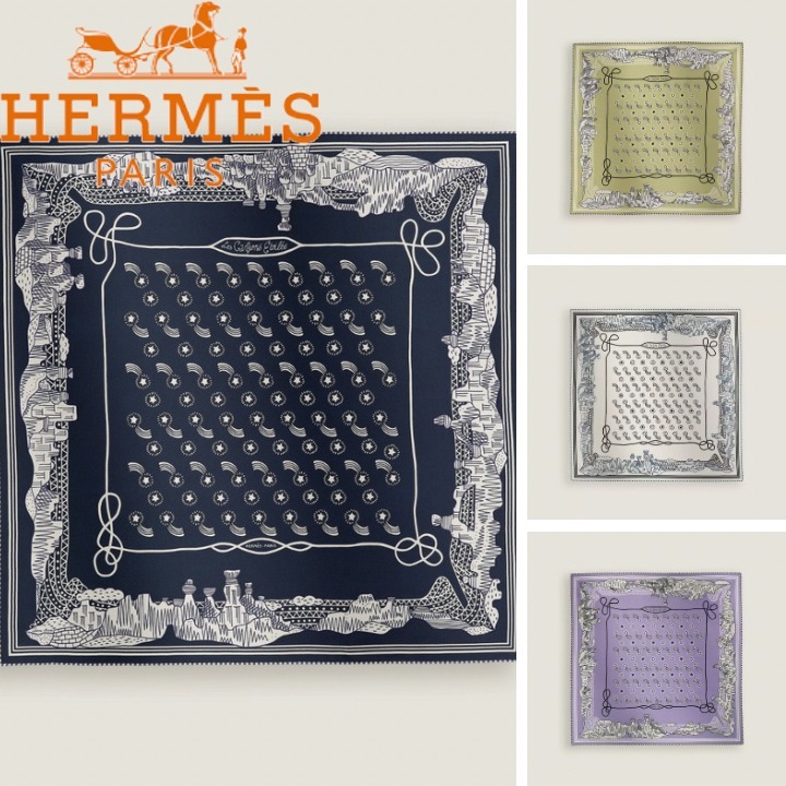 【上品】HERMES バンダナ 55 シルク ツイル スカーフ