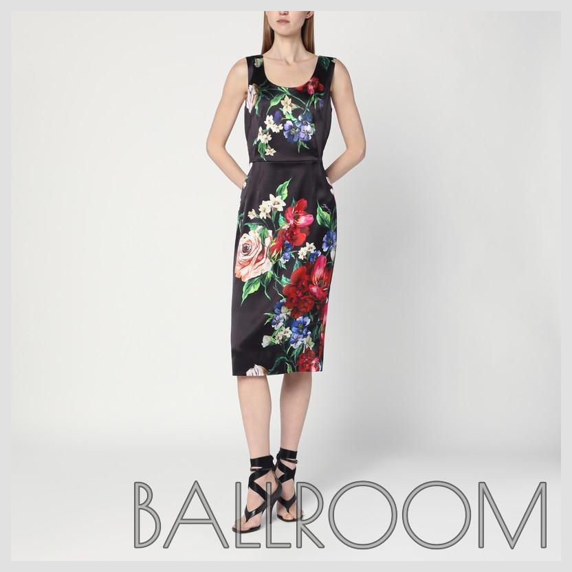 ワンピース DOLCE&GABBANA BLACK DRESS WITH FLORAL PRINT