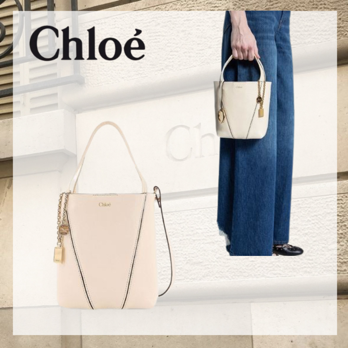 関税送料込 Chloe グレインレザー スモール トートバッグ
