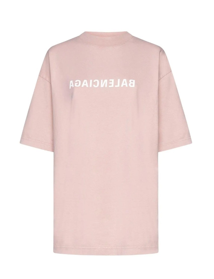 【Balenciaga】ロゴプリントオーバーサイズTシャツ ピンク