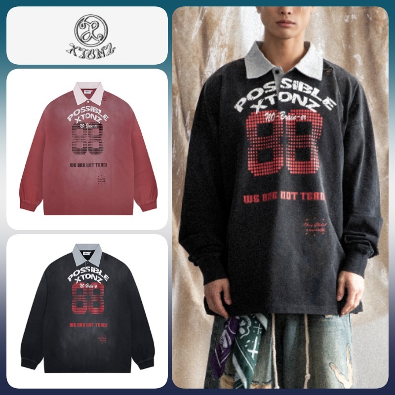 ◆25SS XTONZ Fabia Destroyed Rugby Collar Long Sleeve/2色◆