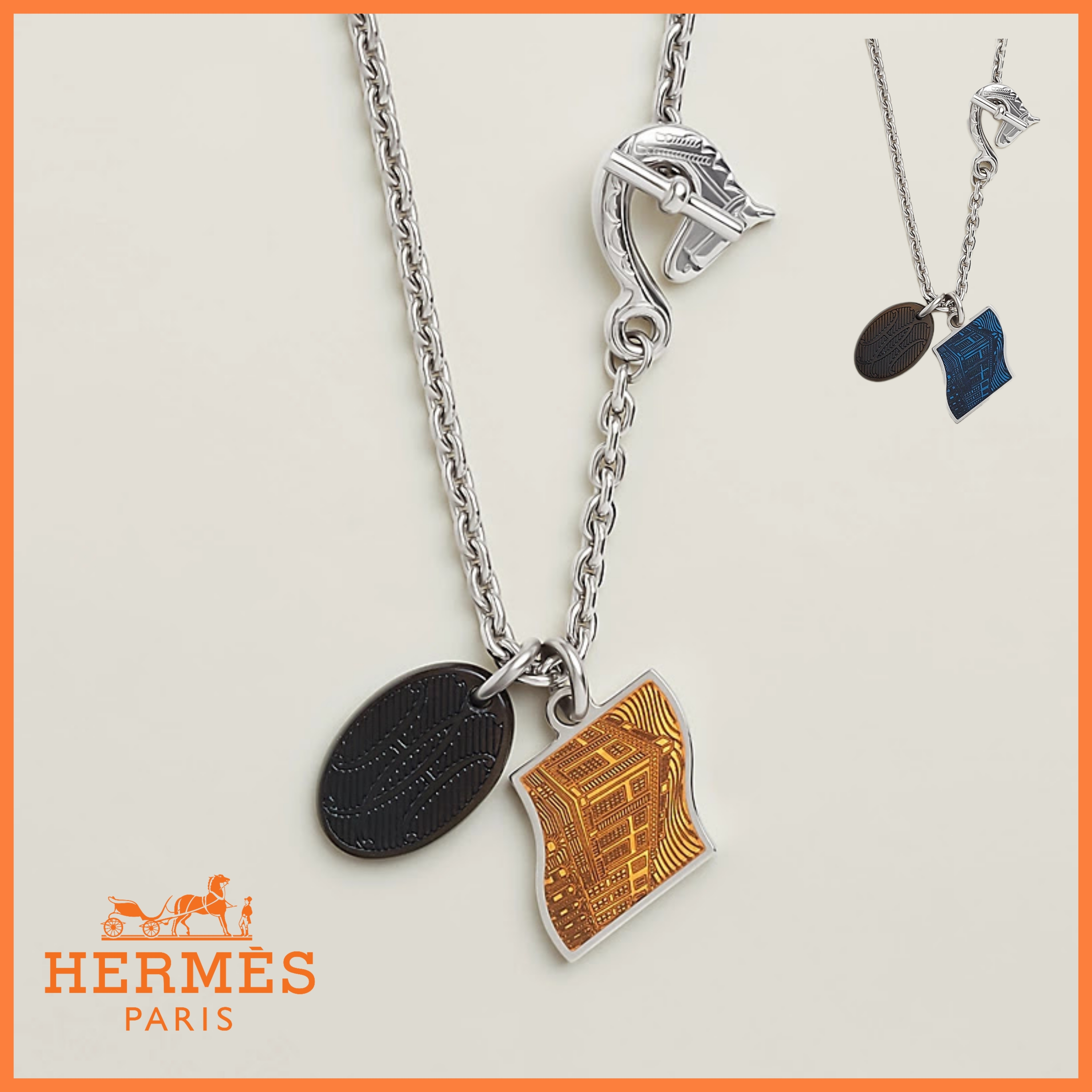 お洒落なデザイン♪【HERMES】パレード メンズネックレス