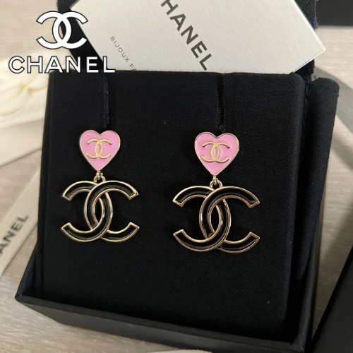 《CCロゴ×ハート》CHANEL ピアス ピンク ブラック ゴールド