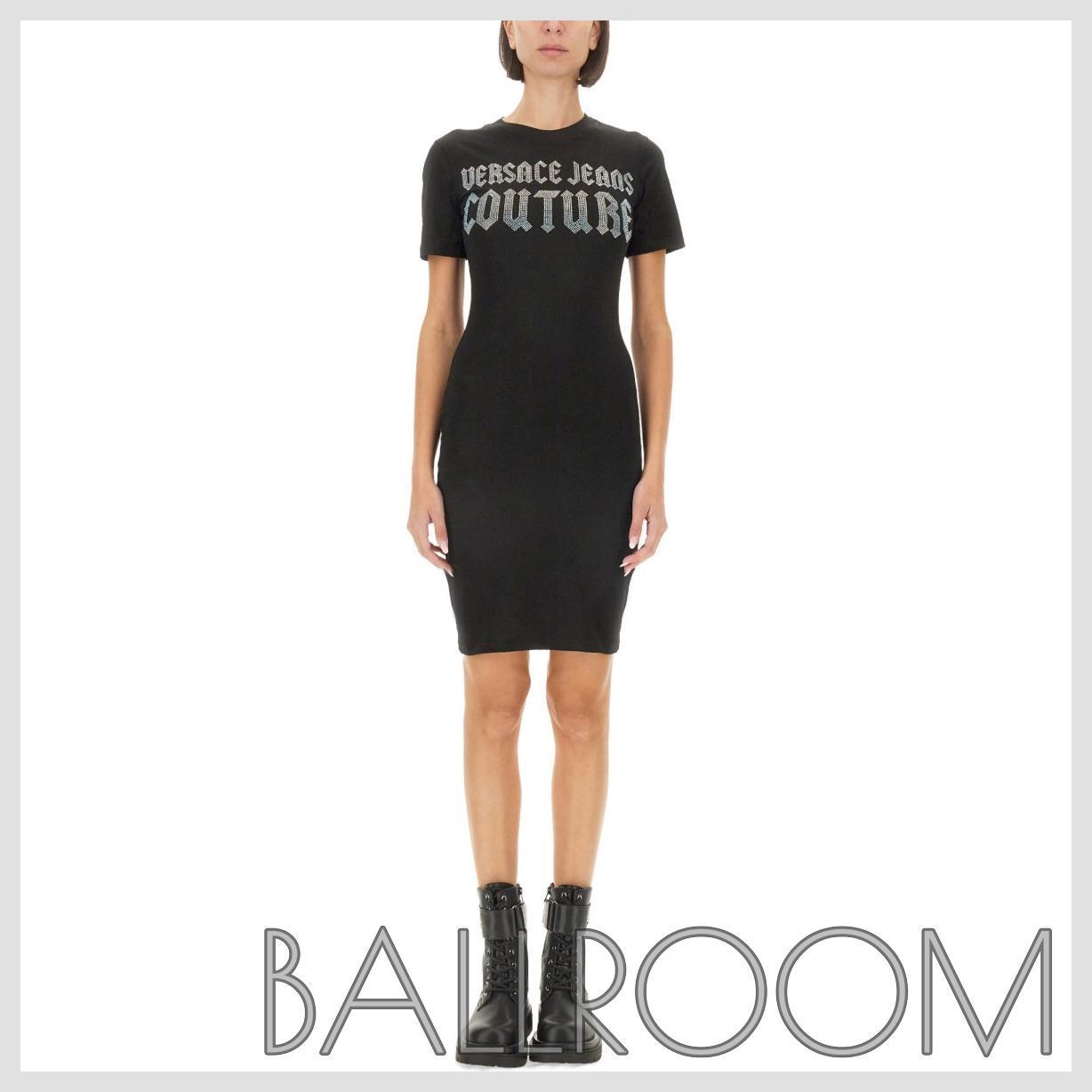 ワンピース VERSACE JEANS COTTON MIDI DRESS WITH LOGO