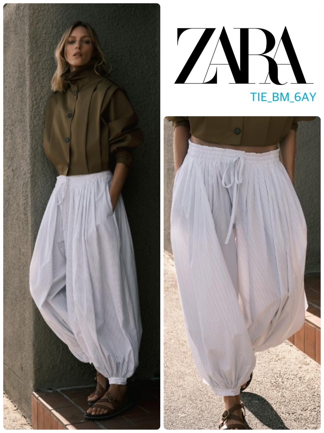 ストライプ柄リラックスフィットパンツ - ブルー | ZARA Japan