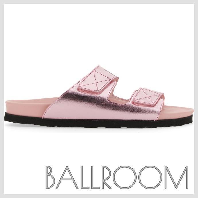 サンダル・ミュール PALM ANGELS LAMINATED LEATHER SANDAL WITH LOGO