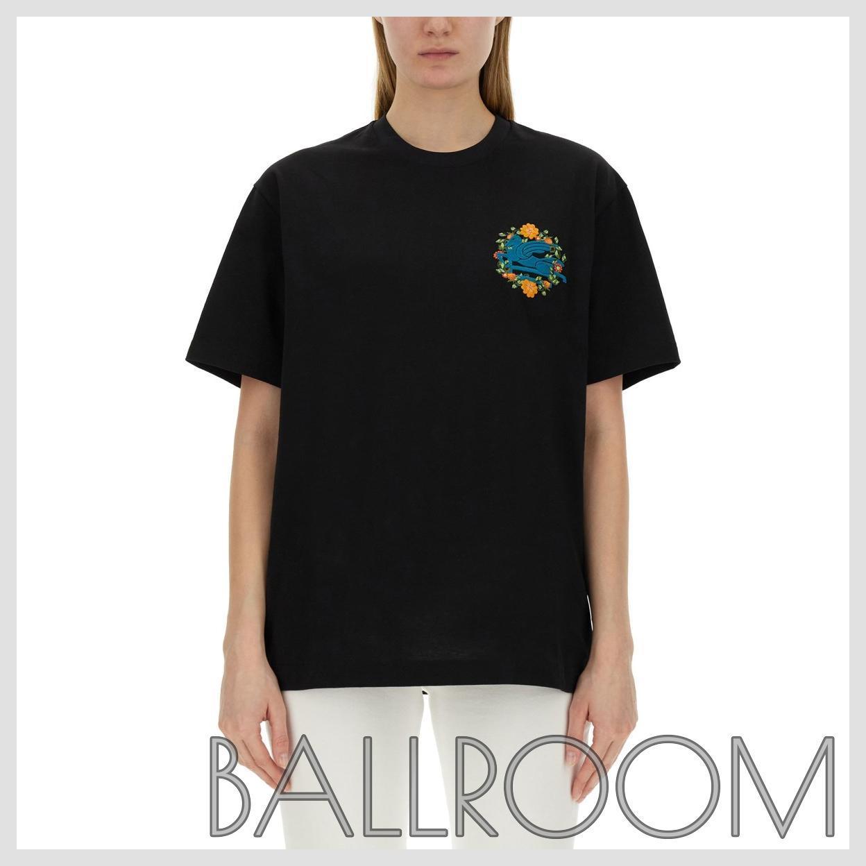 Tシャツ・カットソー ETRO COTTON JERSEY T-SHIRT WITH PEGASUS EMBROIDERY