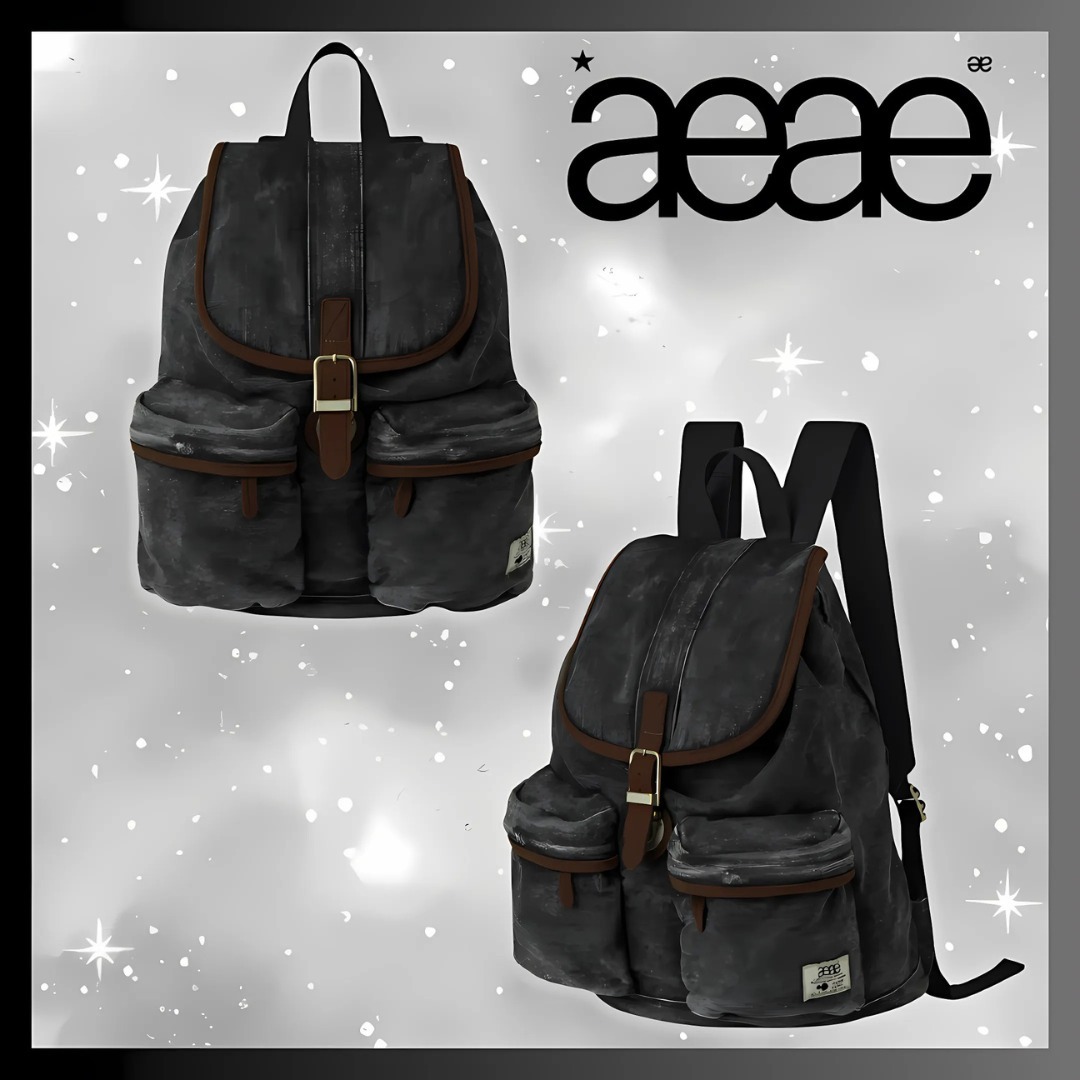 AEAE☆OUT POCKET DENIM BACKPACK BLACK