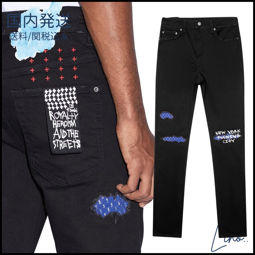 【KSUBI】関税/送料込み chitch nyc laid blackスキニージーンズ