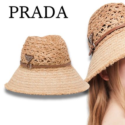 ベージュ系 PRADA(プラダ) ストローハット(レディース) - 海外