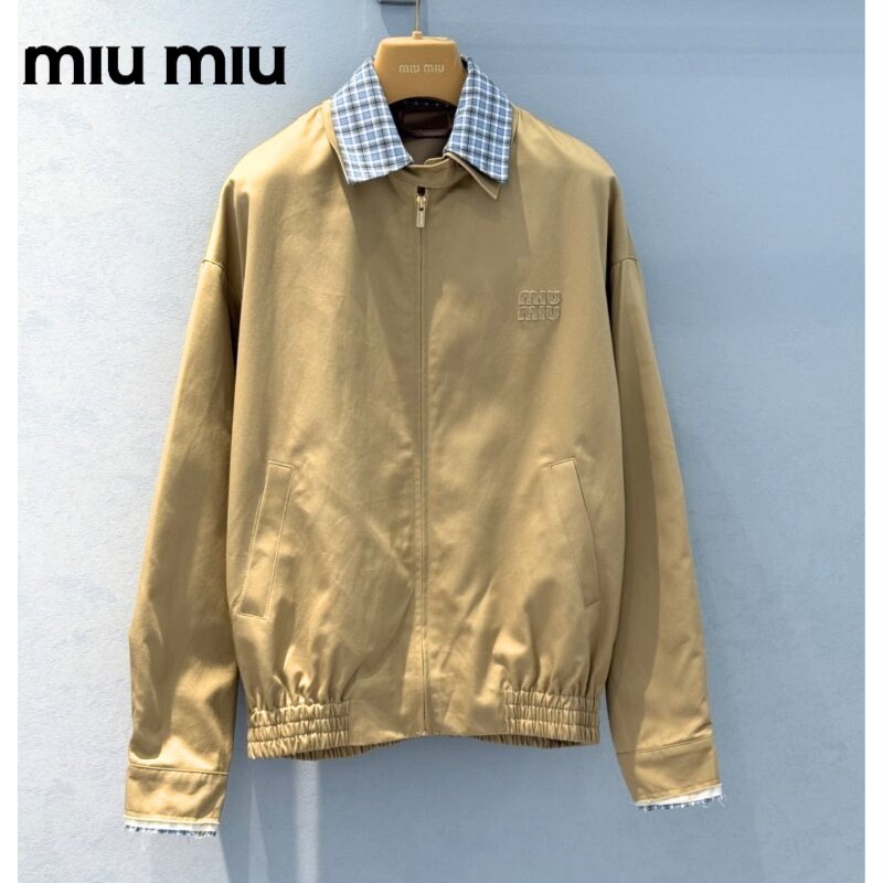 MiuMiu ミュウミュウ ブルゾンジャケット ロゴ コットン チノ