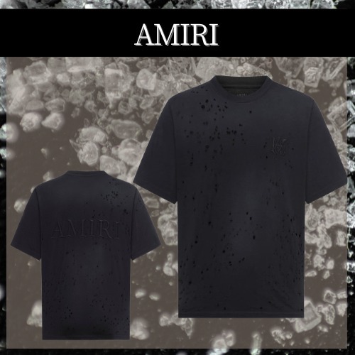 AMIRI♦MAショットガン刺繍 エレガントなブラックTシャツ