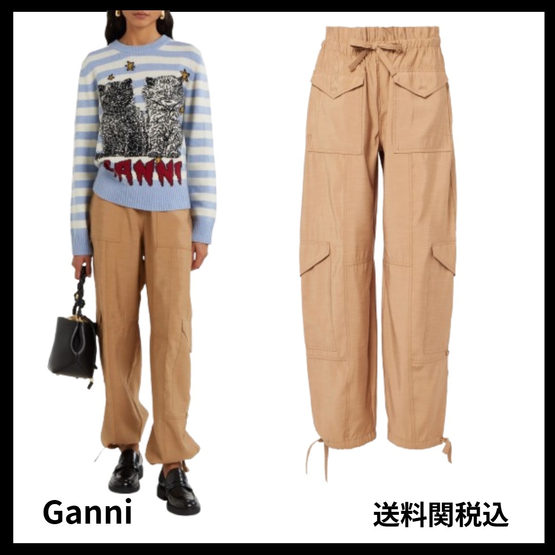 送料関税込★GANNI★ハイライズワイドレッグパンツ